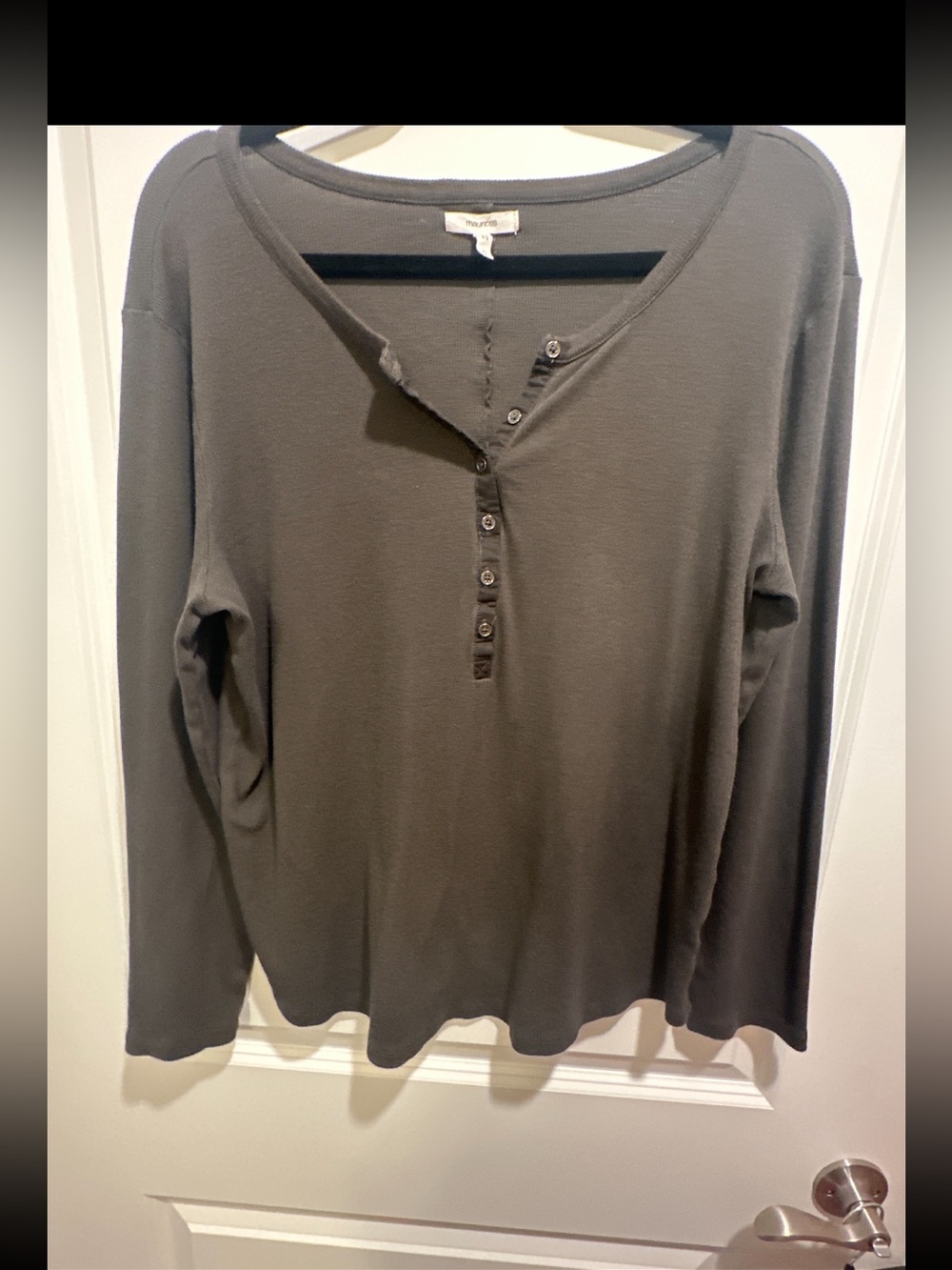 Maurices Gray Ribbed Henley Top XL | Long Sleeve | Soft Knit